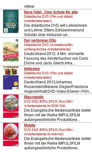 Liste von Filmen zum Thema Inklusion, die von der EMZ erhältlich sind.